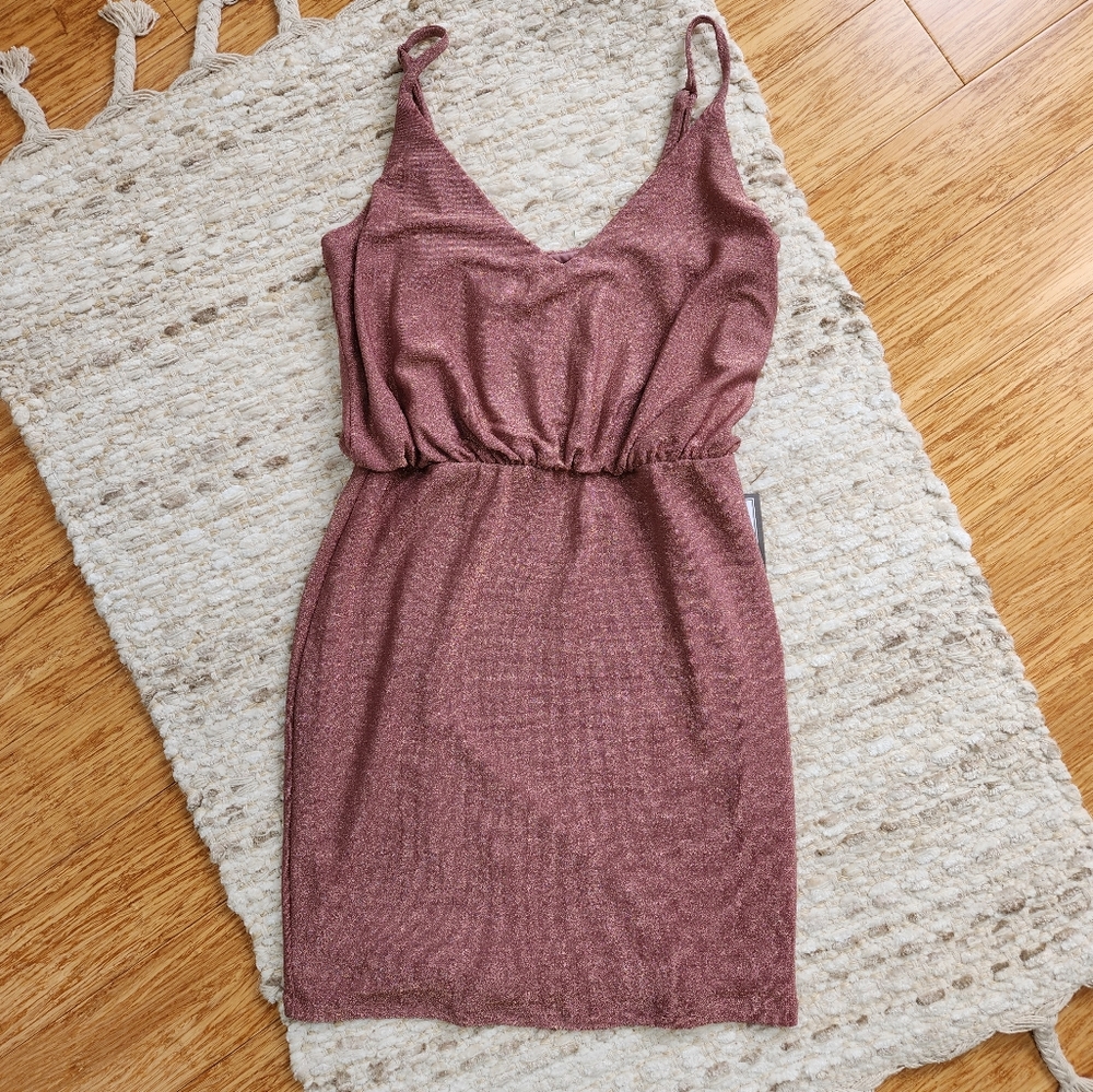 Speechless Dusty Rose Glitter Blouson Dress - Picture 3 of 5